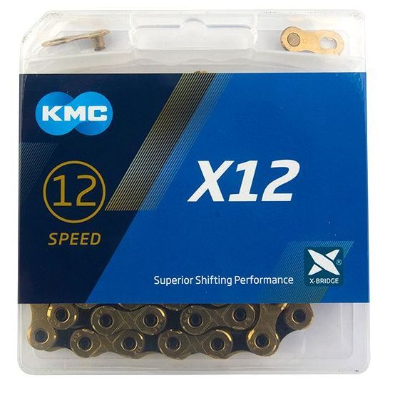 řetěz KMC X12 černo/zlatý BOX, 12sp., 126čl.