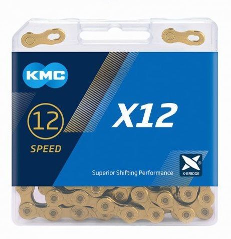 řetěz KMC X12 zlatý BOX, 12sp., 126čl.
